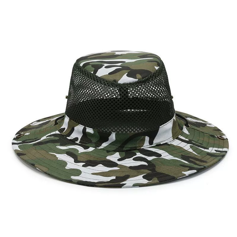 釣り用UVカット迷彩メッシュバケットハット、つば広ビーチハッ - Outdoor Hunting Prints のレビューと価格