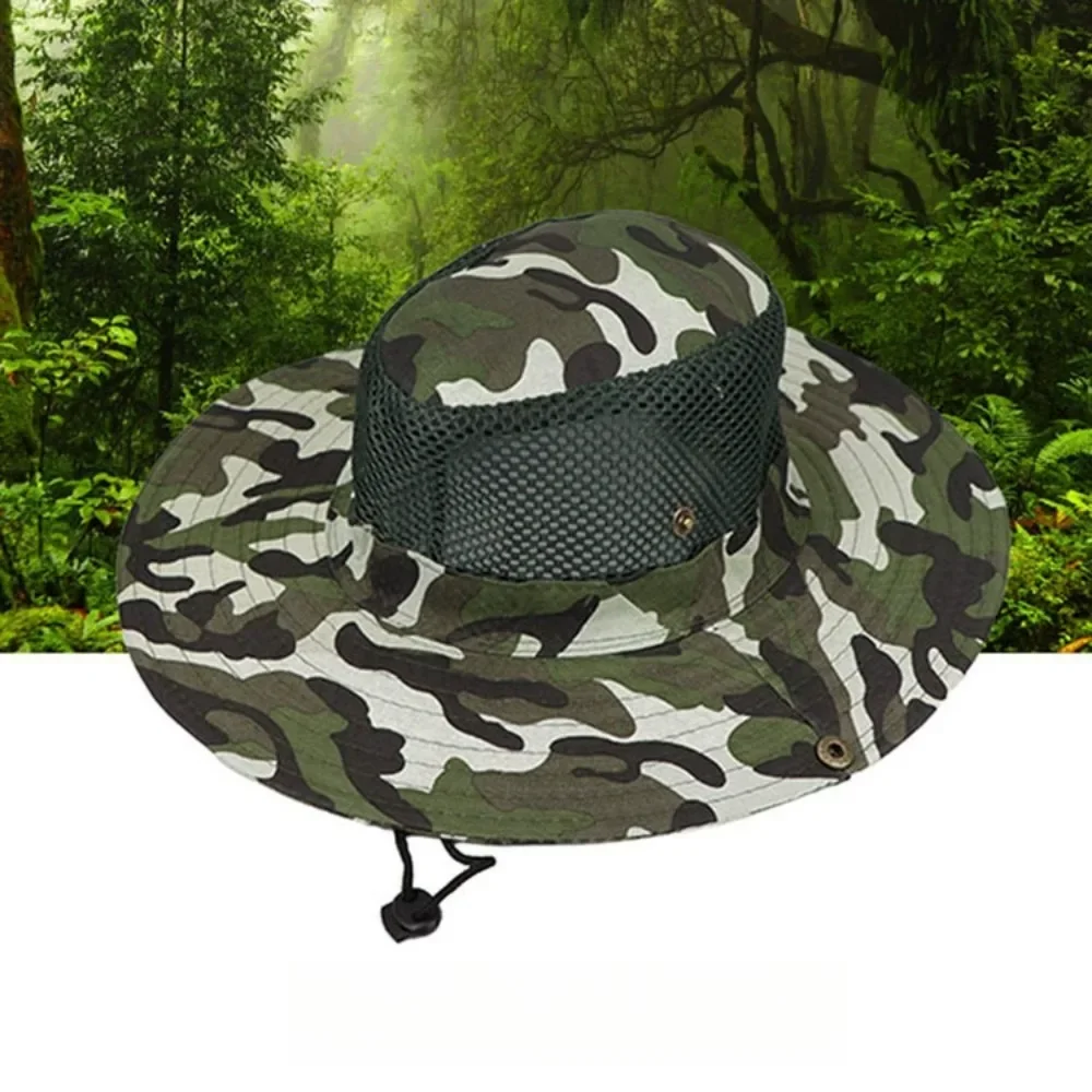 釣り用UVカット迷彩メッシュバケットハット、つば広ビーチハッ - Outdoor Hunting Prints のレビューと価格