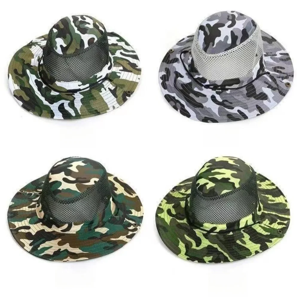 釣り用UVカット迷彩メッシュバケットハット、つば広ビーチハッ - Outdoor Hunting Prints のレビューと価格